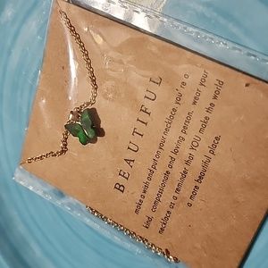 GOLD AND DARK GREEN BUTTERFLY NECKLACE 🦋